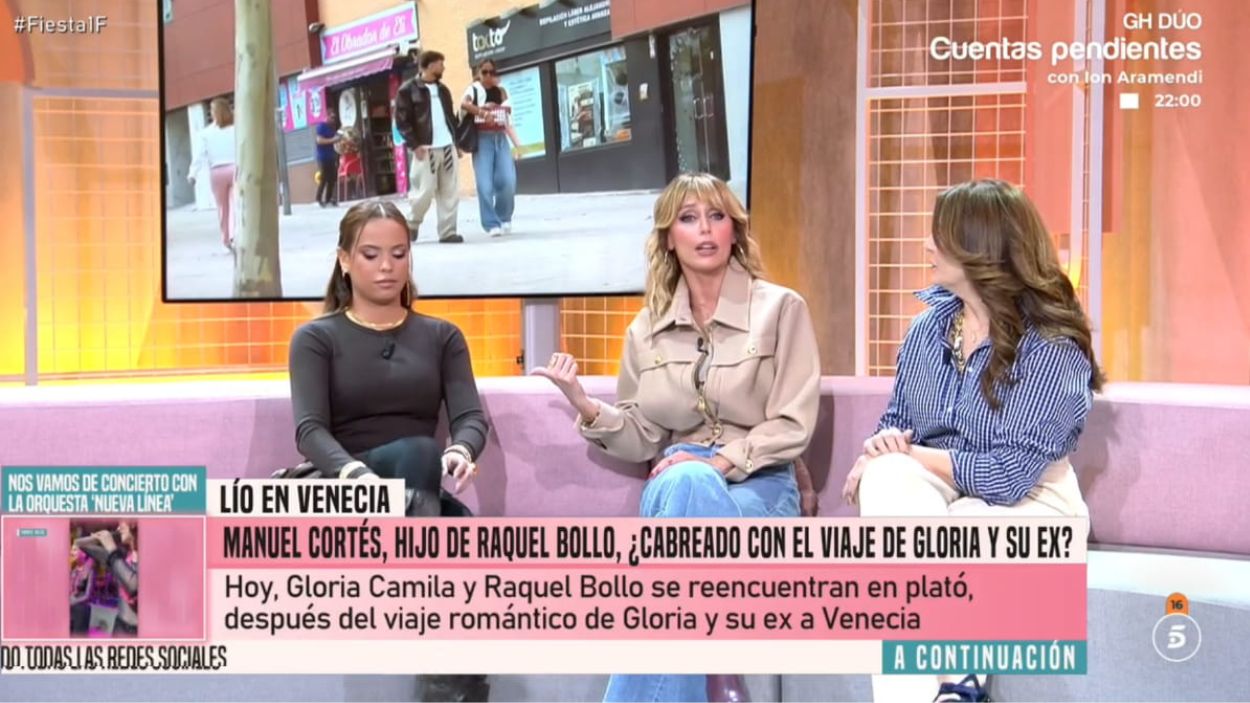 Gloria Camila, Emma García y Raquel Bollo en 'Fiesta'. Mediaset