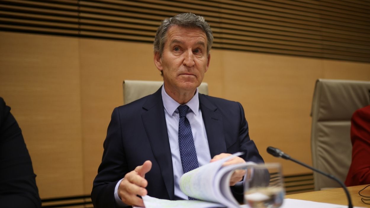 El presidente del PP, Alberto Nuñez Feijóo, comparece en la Comisión de investigación de la Dana. EP.