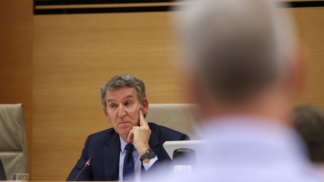 Feijóo, durante la comisión de la DANA del Congreso. EP