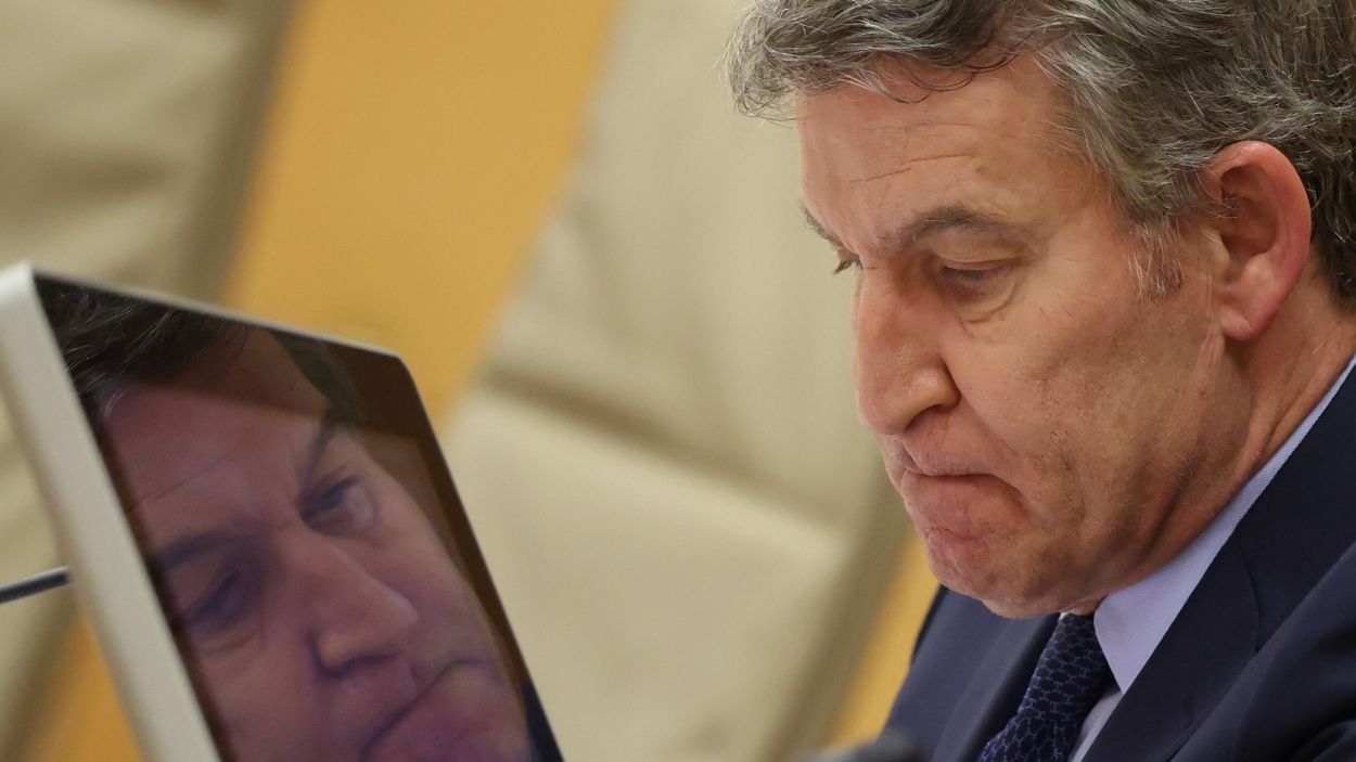 El presidente del PP, Alberto Nuñez Feijóo, comparece en la Comisión de investigación de la DANA, en el Congreso de los Diputados. EP.