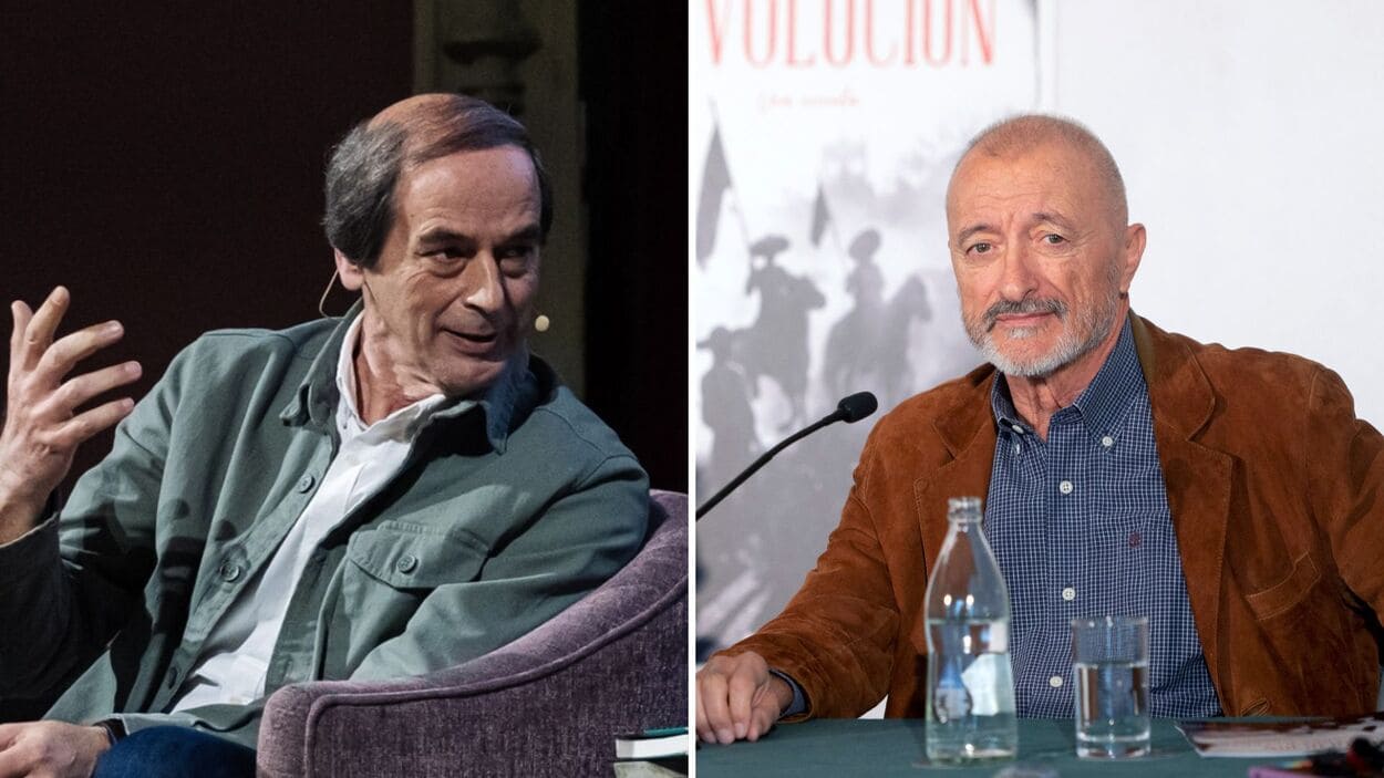 El periodista Isaías Lafuente y el escritor Arturo Pérez-Reverte. Elaboración propia.