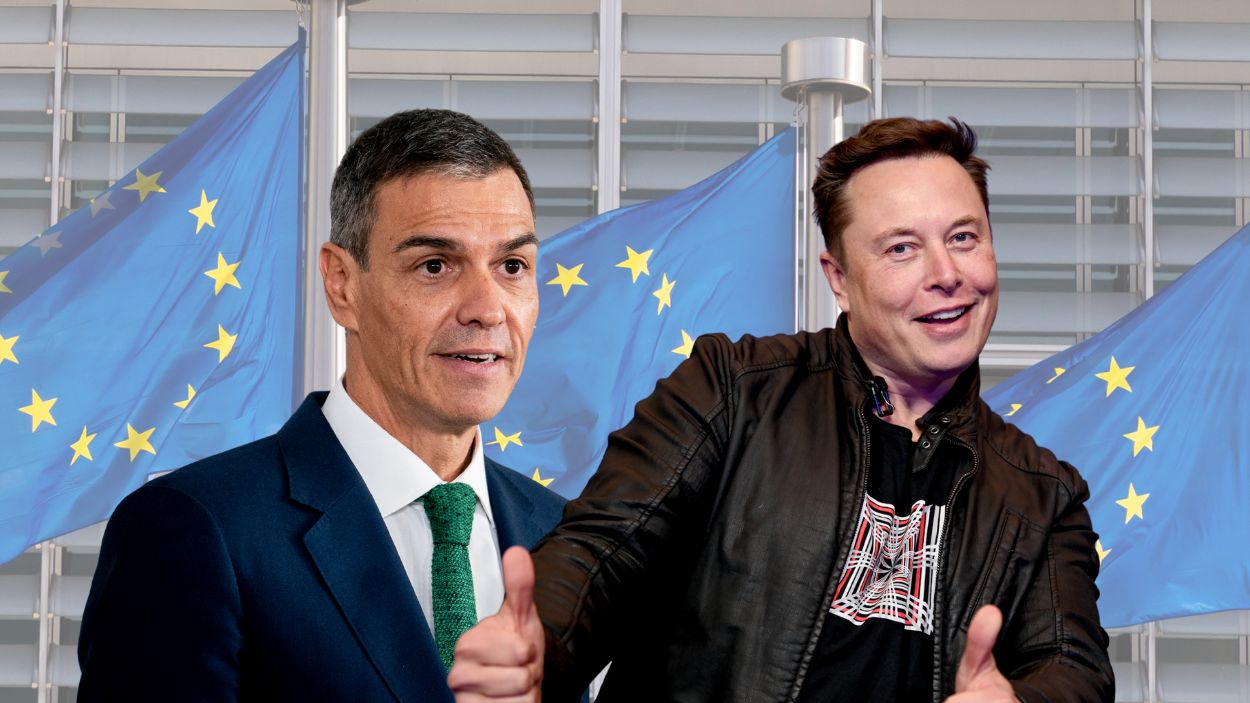 El presidente del Gobierno, Pedro Sánchez, y Elon Musk. Elaboración propia.