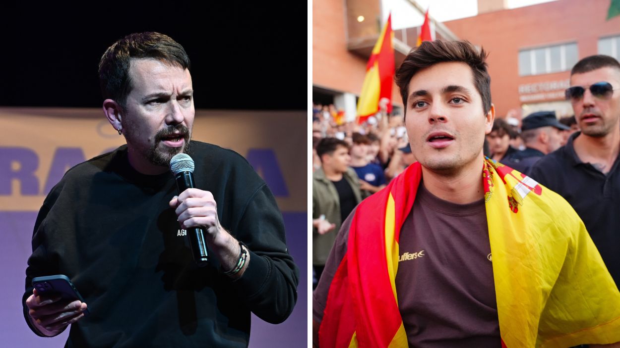 El exvicepresidente del Gobierno, Pablo Iglesias y el seudo periodista Vito Quiles . EP.