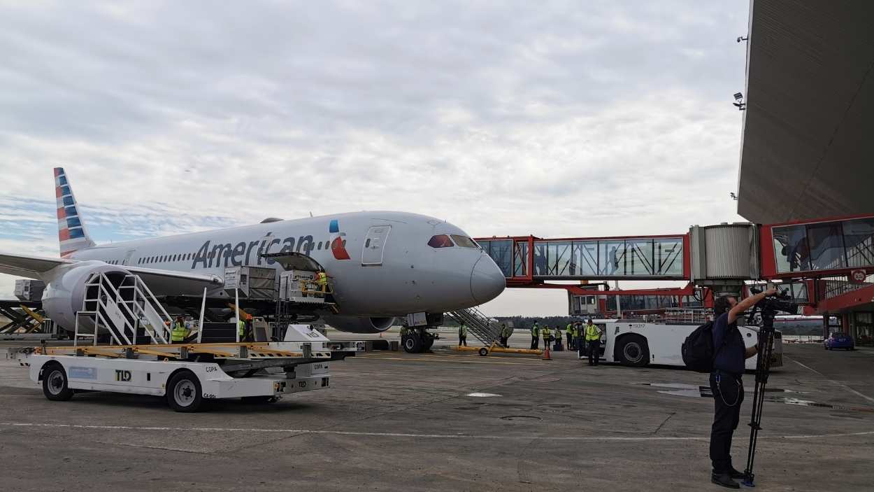 Imagen de recurso de un avión del American Airlines en el aeropuerto de Jose Marti en La Havana (Cuba). EP.