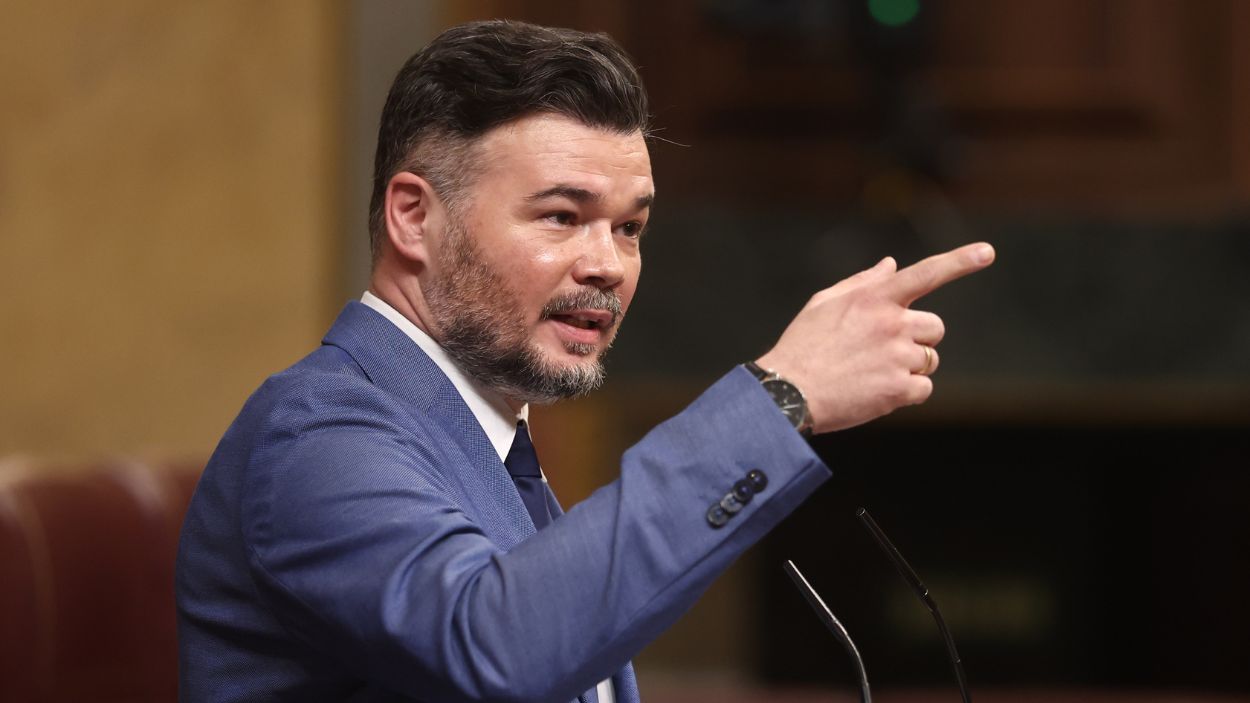 El portavoz de Esquerra Republicana de Catalunya, Gabriel Rufián, en una sesión de control al Gobierno. EP.