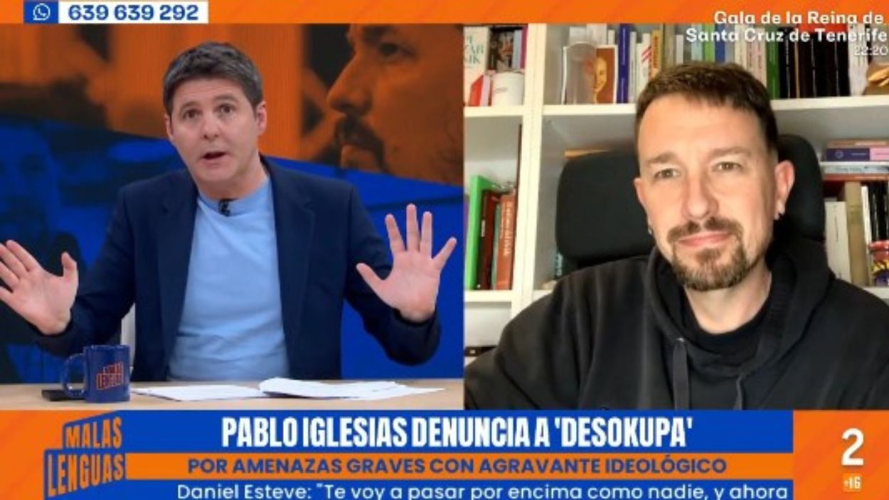 Jesús Cintora y Pablo Iglesias. TVE