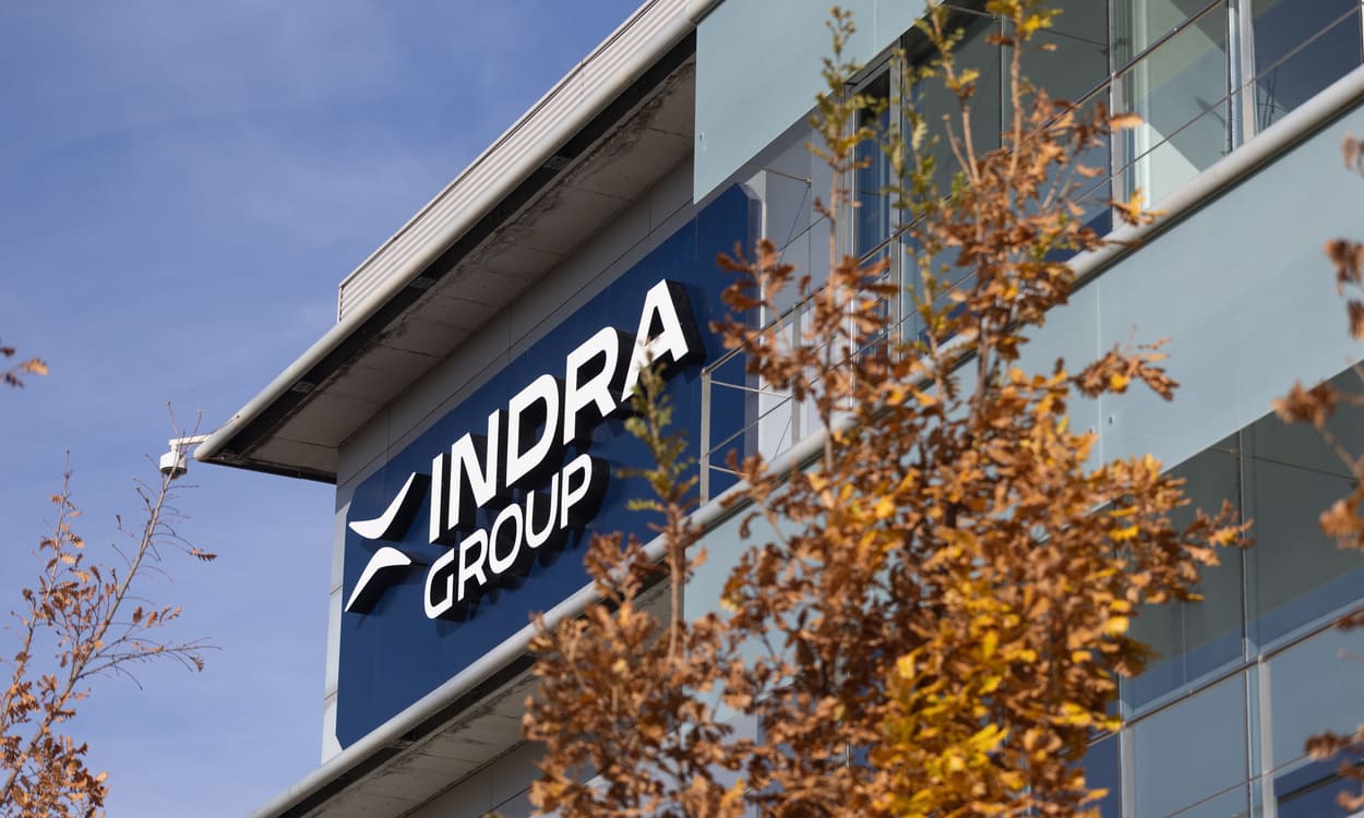 Fachada de la sede de Indra, a 25 de noviembre de 2025, en Alcobendas, Madrid (España). Eduardo Parra / EP