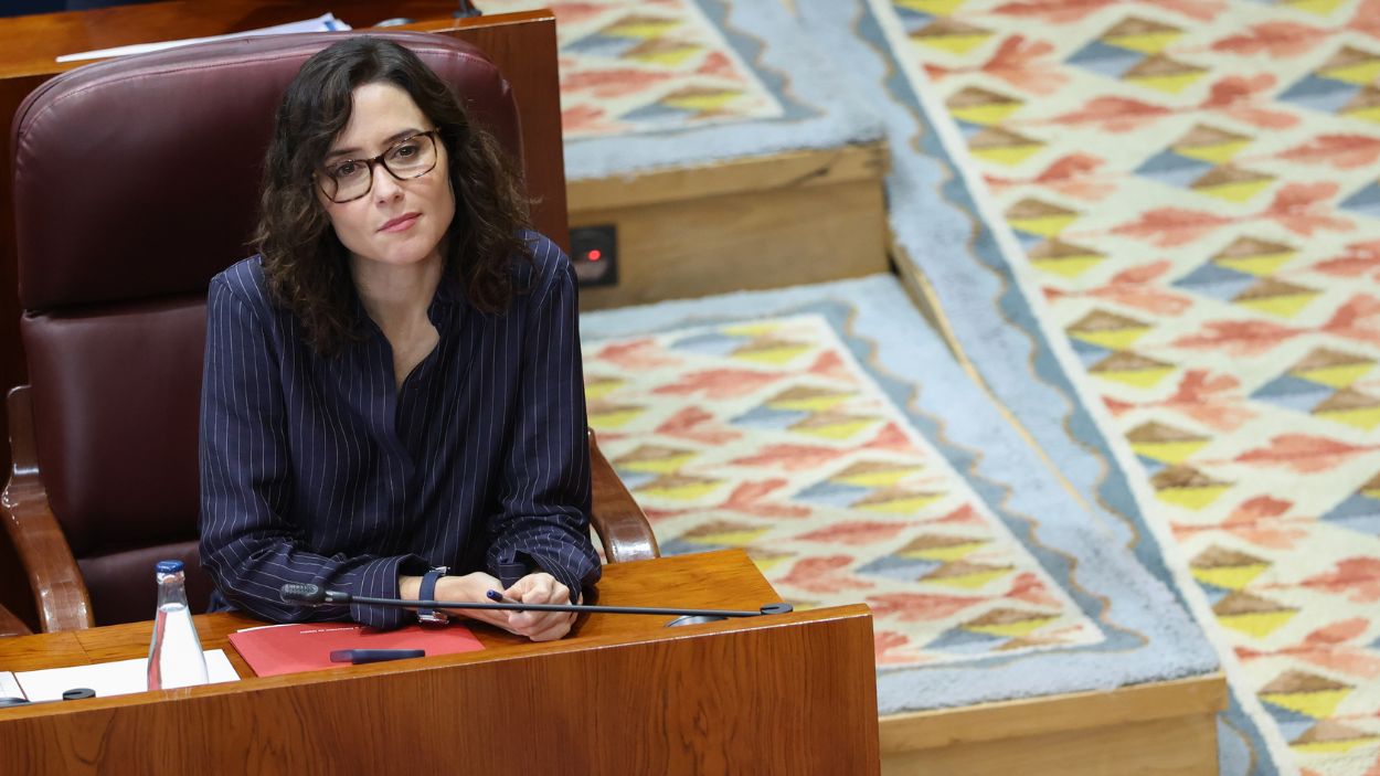 Isabel Díaz Ayuso durante la sesión de control en la Asamblea. EP