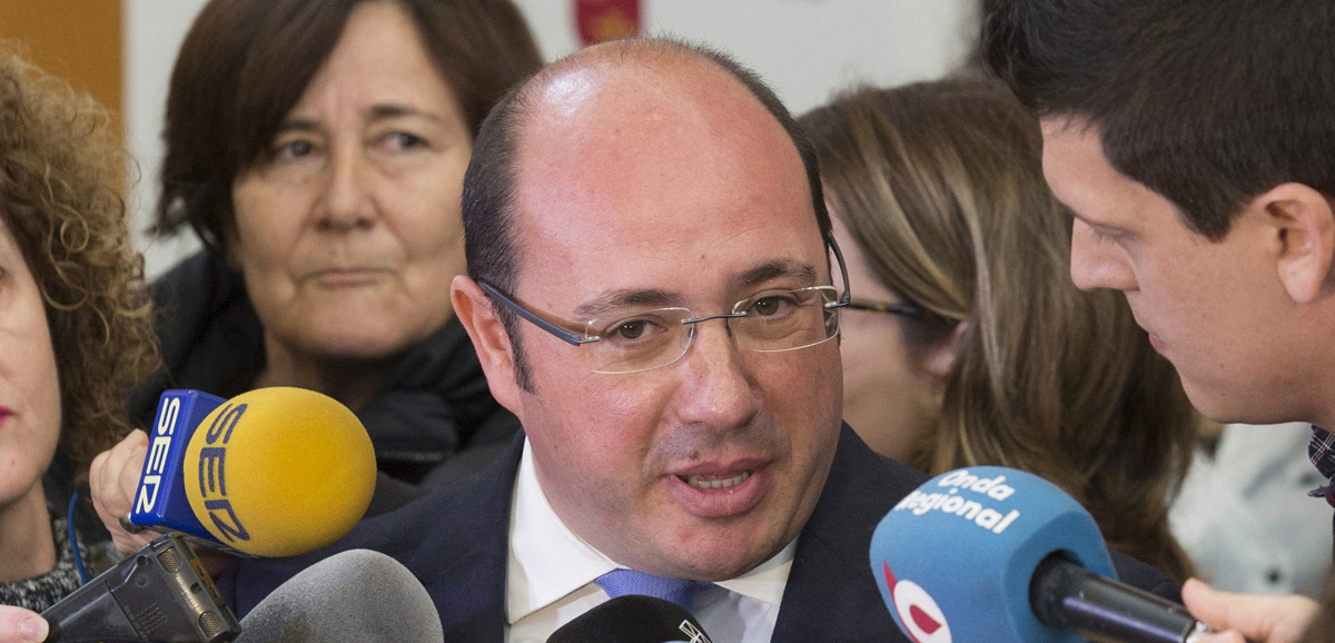 El presidente presidente de Murcia, Pedro Antonio Sánchez, durante su intervención en el 16º Congreso de PP, celebrado en Murcia. 