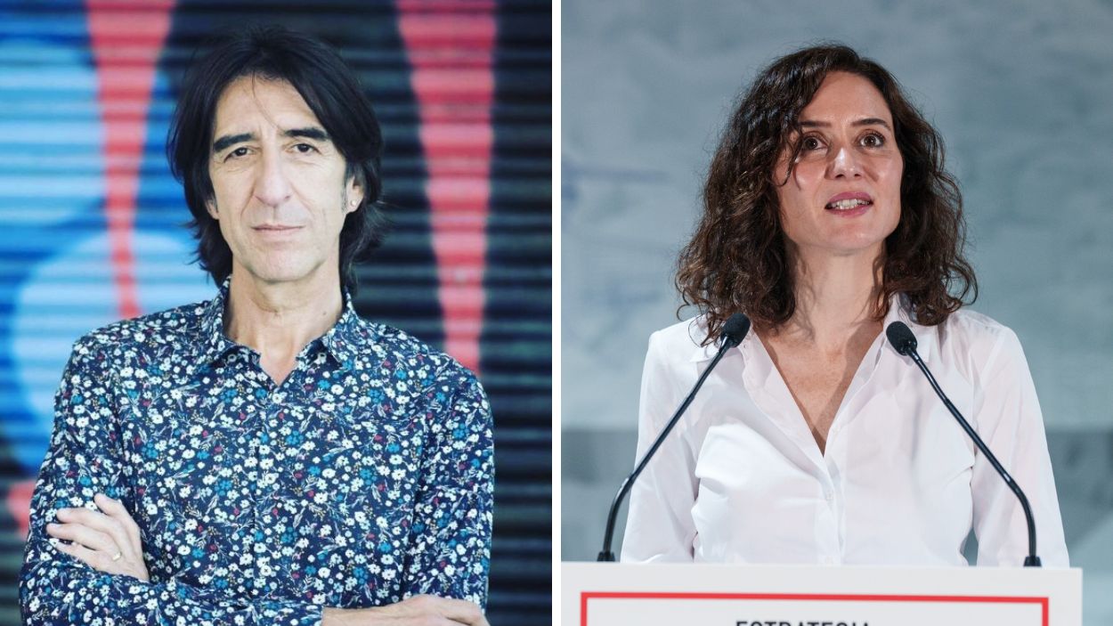 Fotomontaje del escritor Benjamín Prado y la presidenta de la Comunidad de Madrid, Isabel Díaz Ayuso. Elaboración propia.