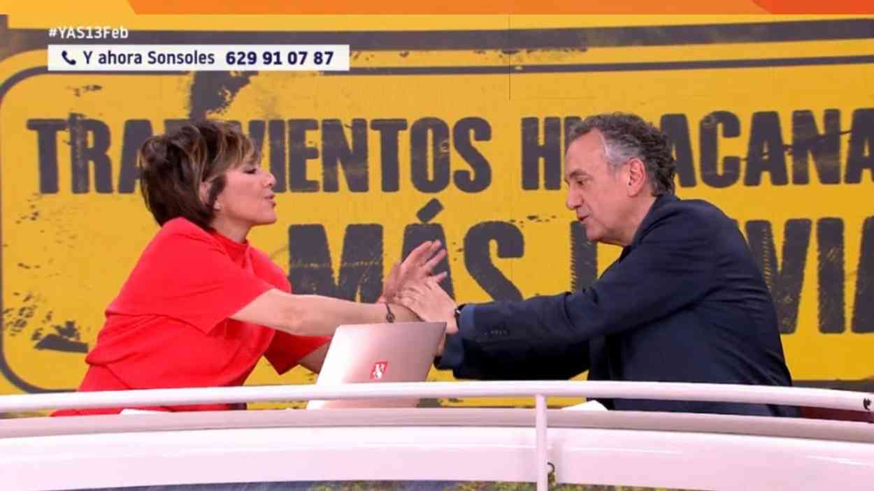 Roberto Brasero junto a la presentadora de ‘Y ahora Sonsoles’, Sonsoles Ónega, en su vuelta al trabajo. Antena 3