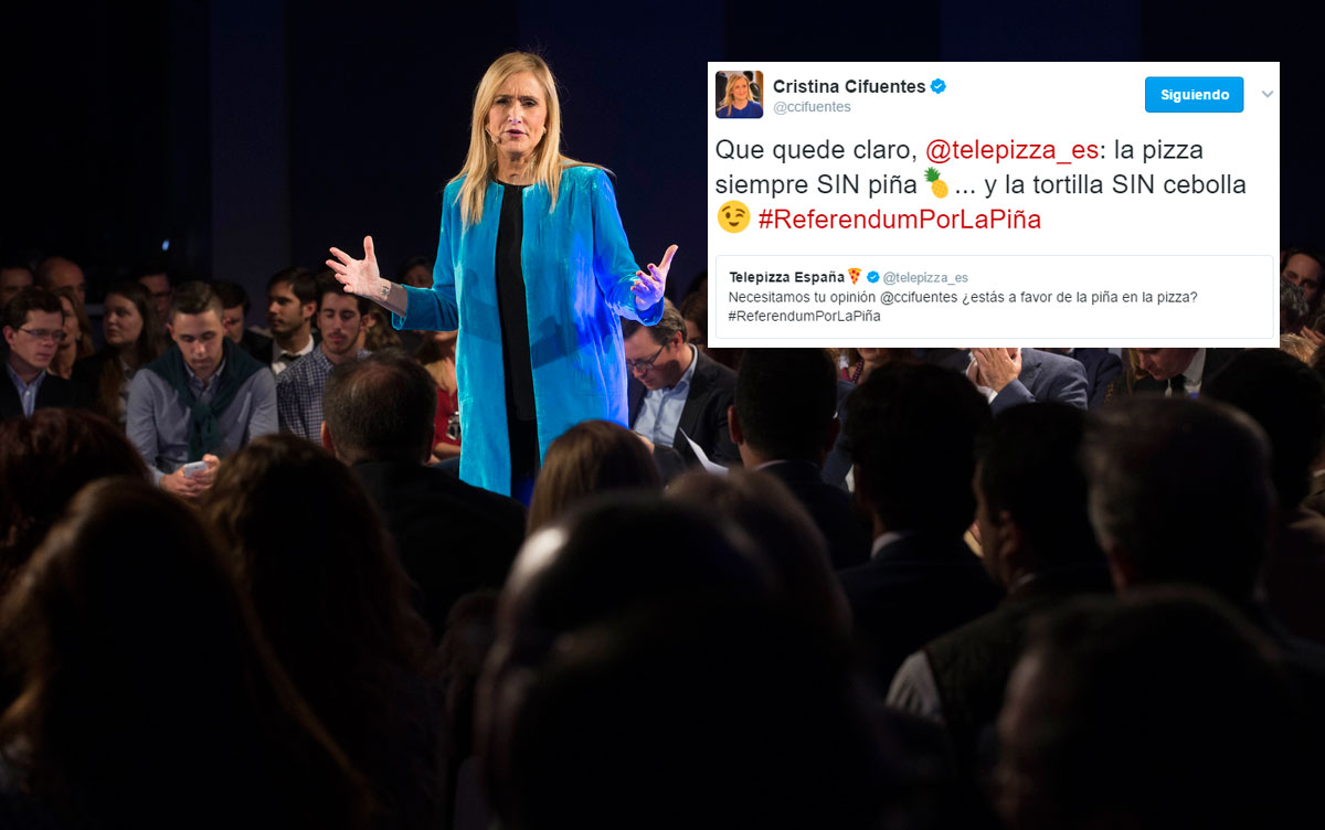 Cifuentes opinando sobre la pizza sin piña y la tortilla sin cebolla