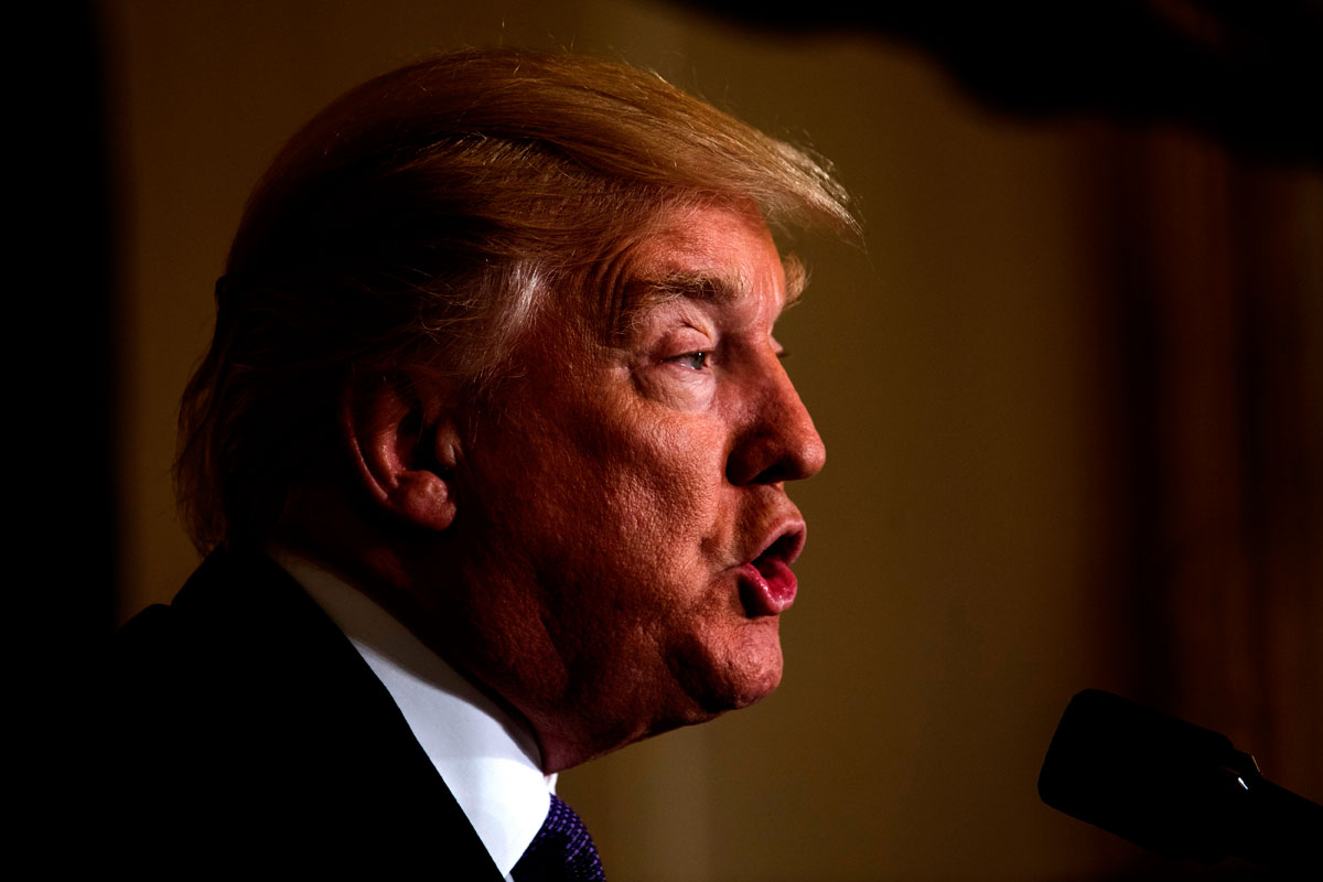 El presidente de EE.UU. Donald J. Trump durante  una rueda de prensa, en la Sale Este de la Casa Blanca. 