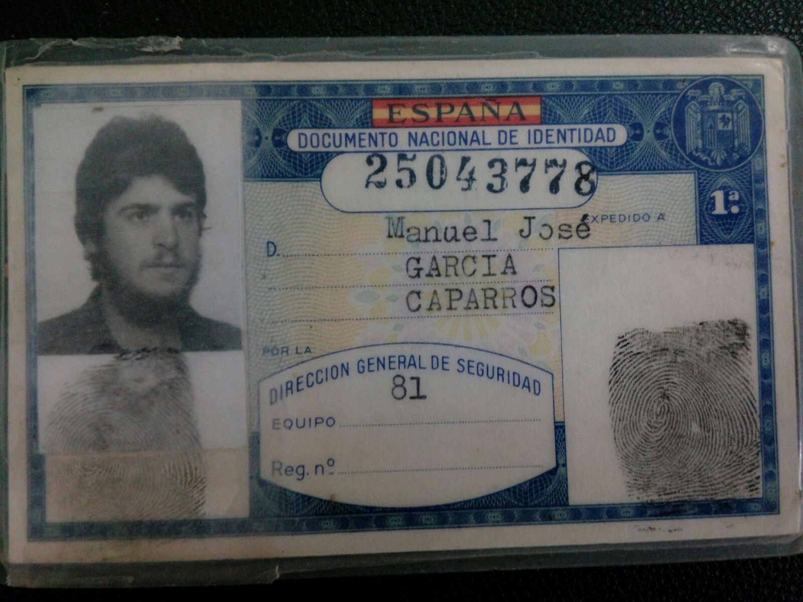 El DNI Manuel José , asesinado en Málaga en 1977.