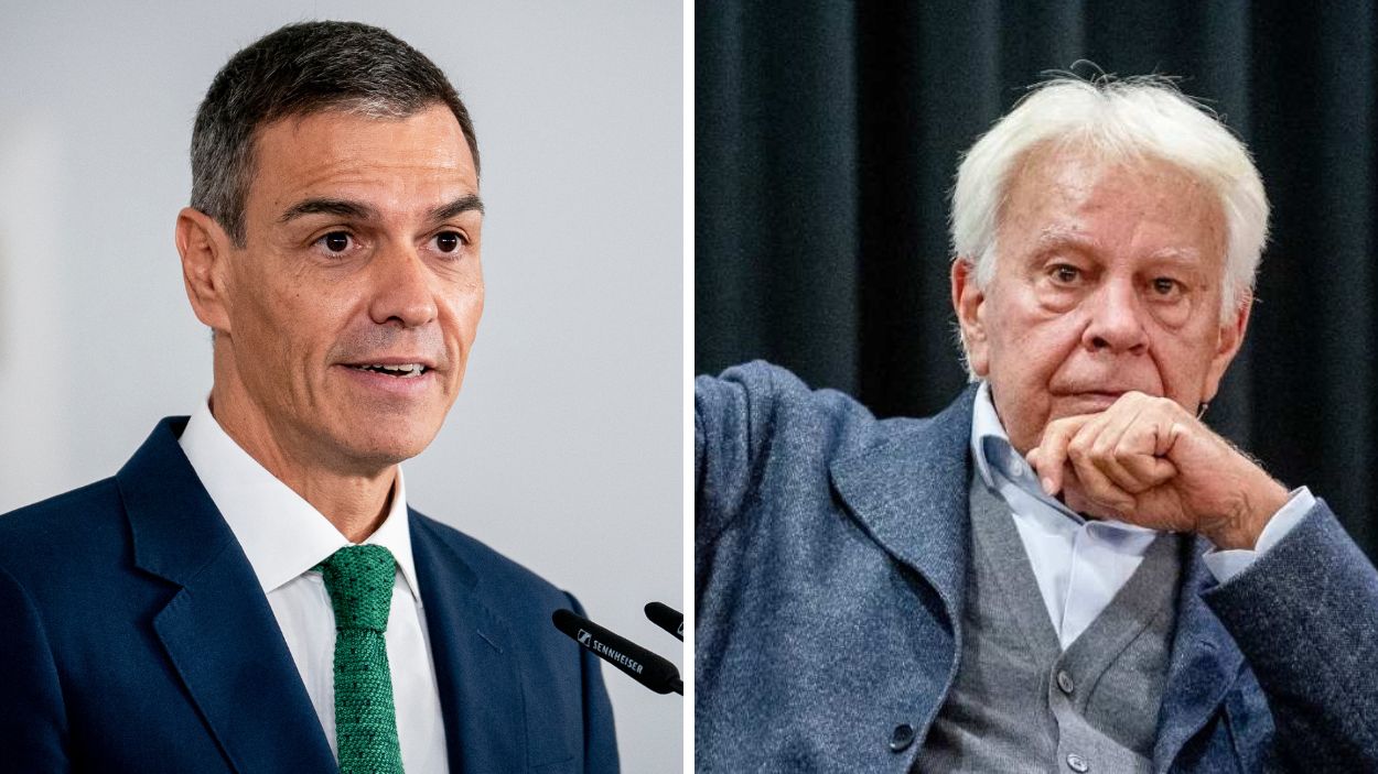 El presidente del Gobierno, Pedro Sánchez, y el expresidente del Gobierno Felipe González. Elaboración propia.