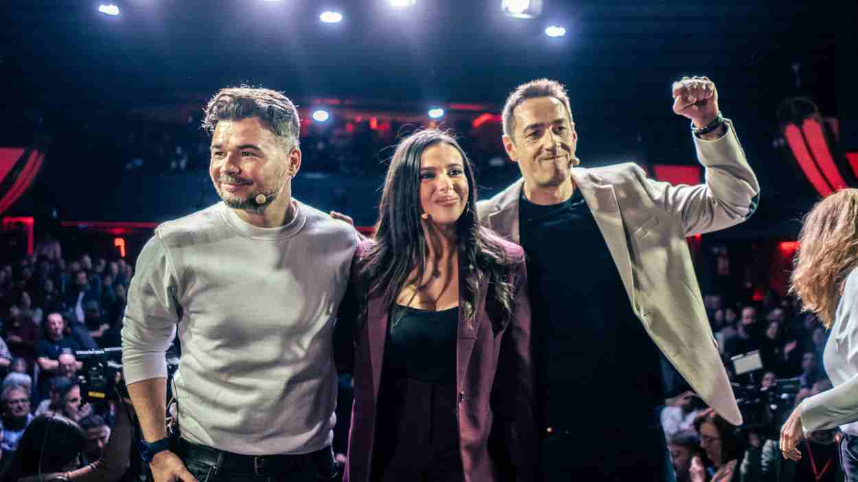 Rufián y Delgado en el acto de la izquierda. EP