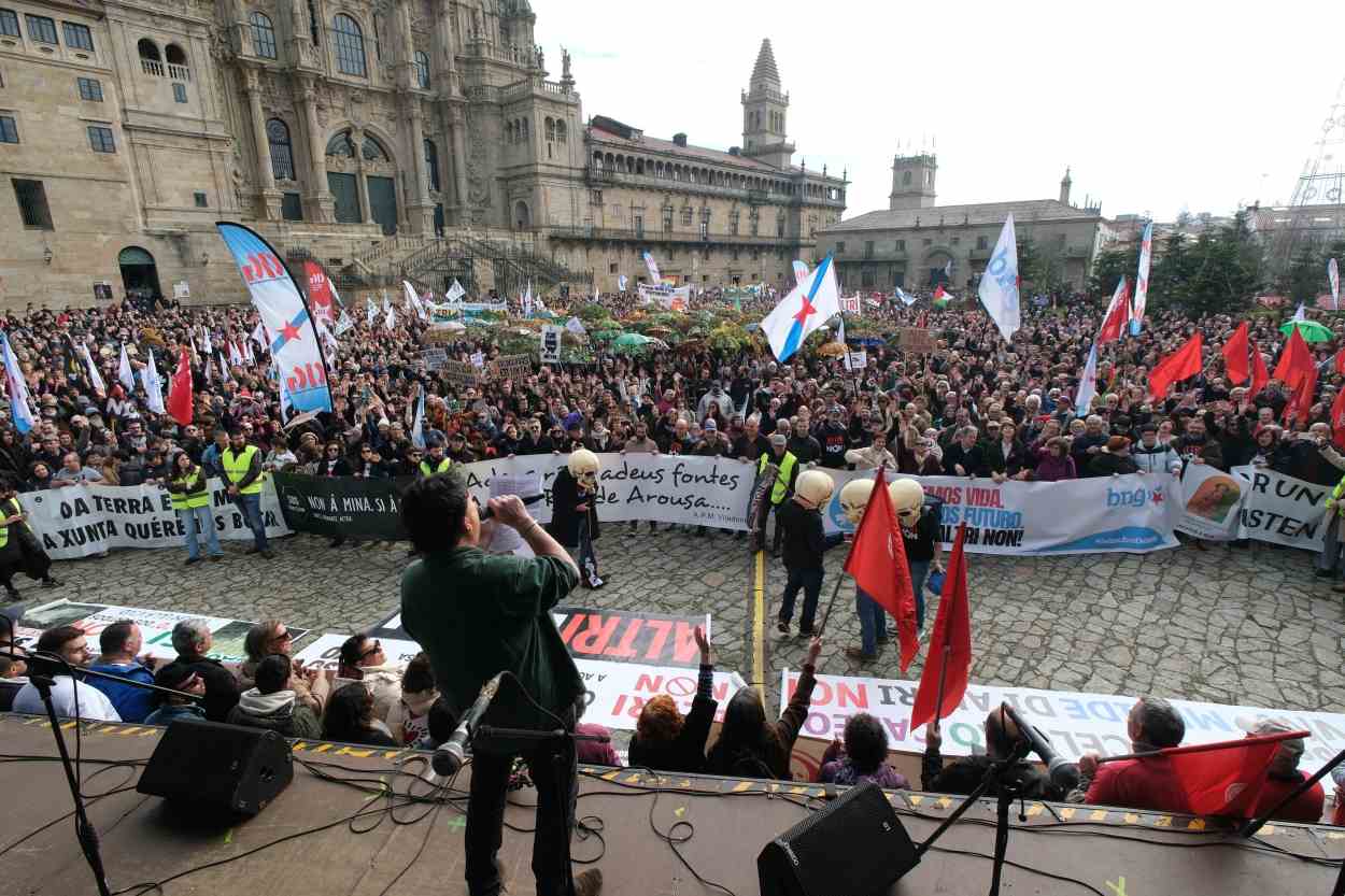 Imagen de la multitudinaria manifestación contra Altri celebrada en diciembre en Santiago de Compostela (Foto: Europa Press).