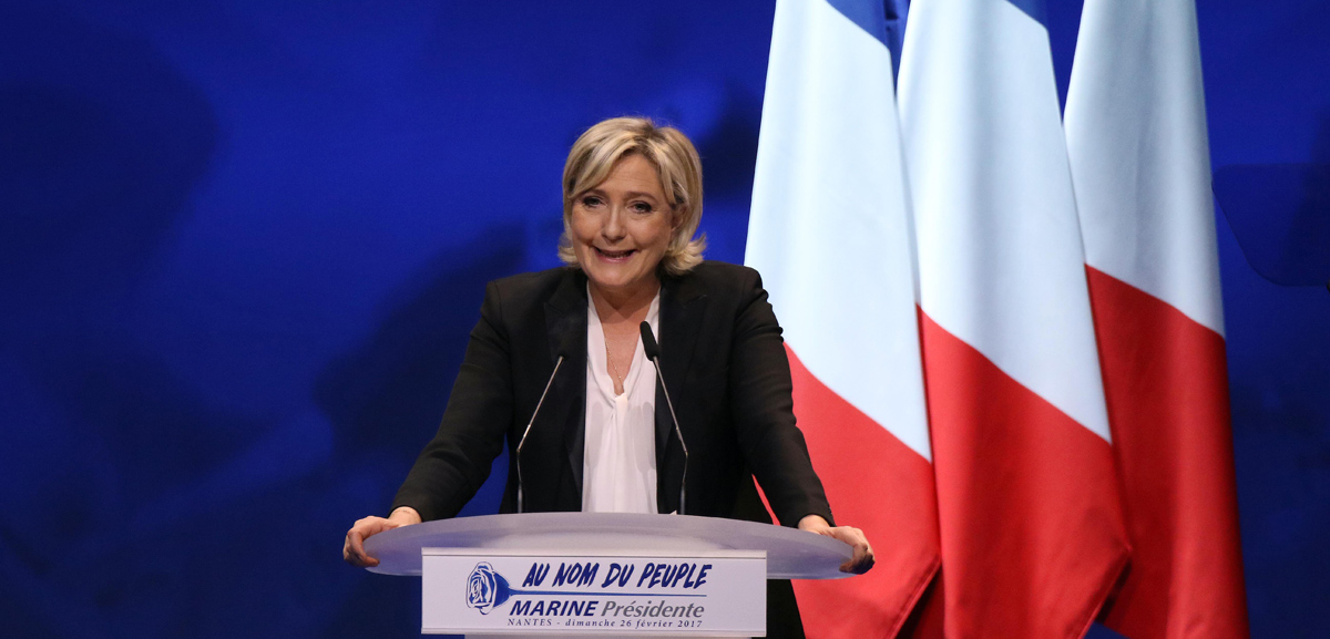 La candidata ultraderechista a la Presidencia de Francia, Marine Le Pen, en un mitin en Nantes. 