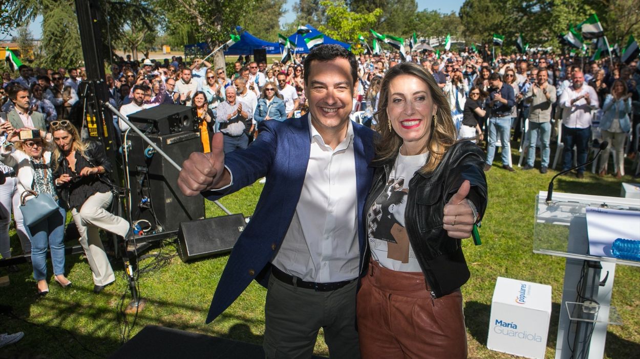 Moreno Bonilla y María Guardiola en un acto de precampaña del PP de Extremadura en 2023 / EP