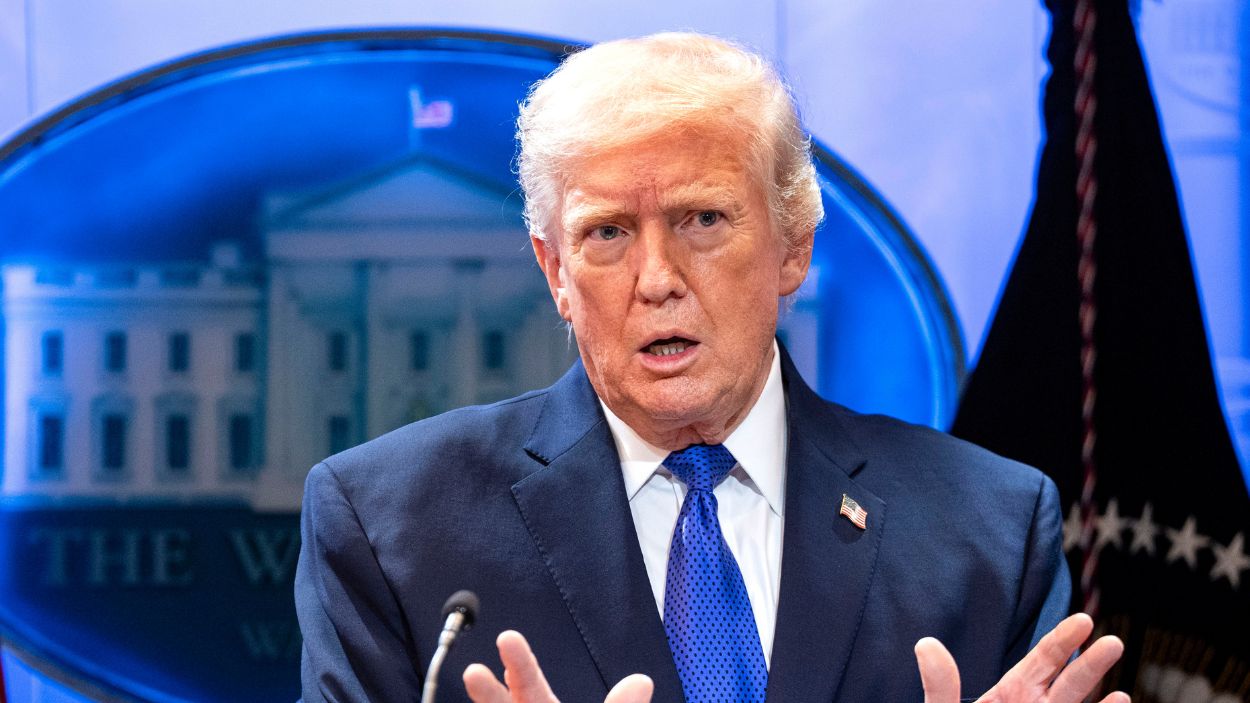 El presidente de Estados Unidos, Donald Trump, durante una comparecencia ante la prensa desde la Casa Blanca. EP.