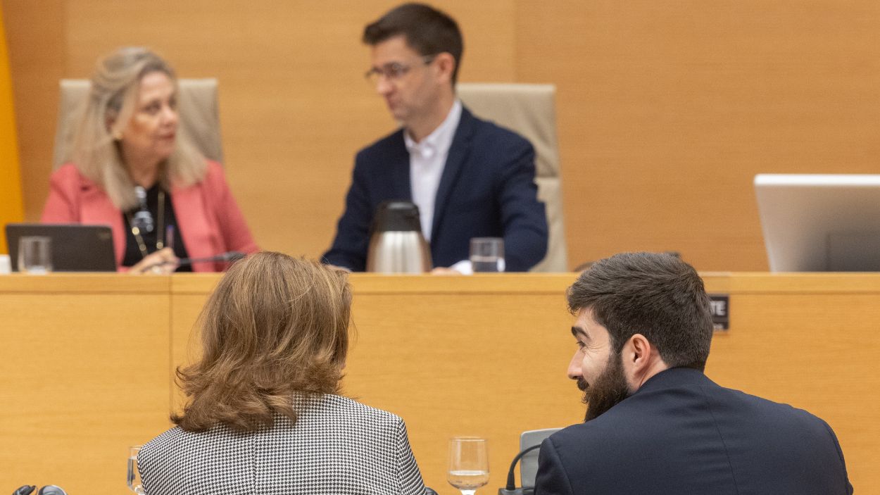Los diputados de Vox Manuel Mariscal y Carina Mejías preguntan al presidente de RTVE, José Pablo López. EP