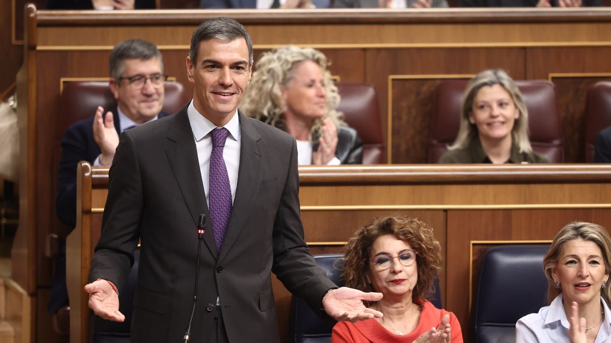 El presidente del Gobierno, Pedro Sánchez, en la sesión de control del Congreso de los Diputados. EP