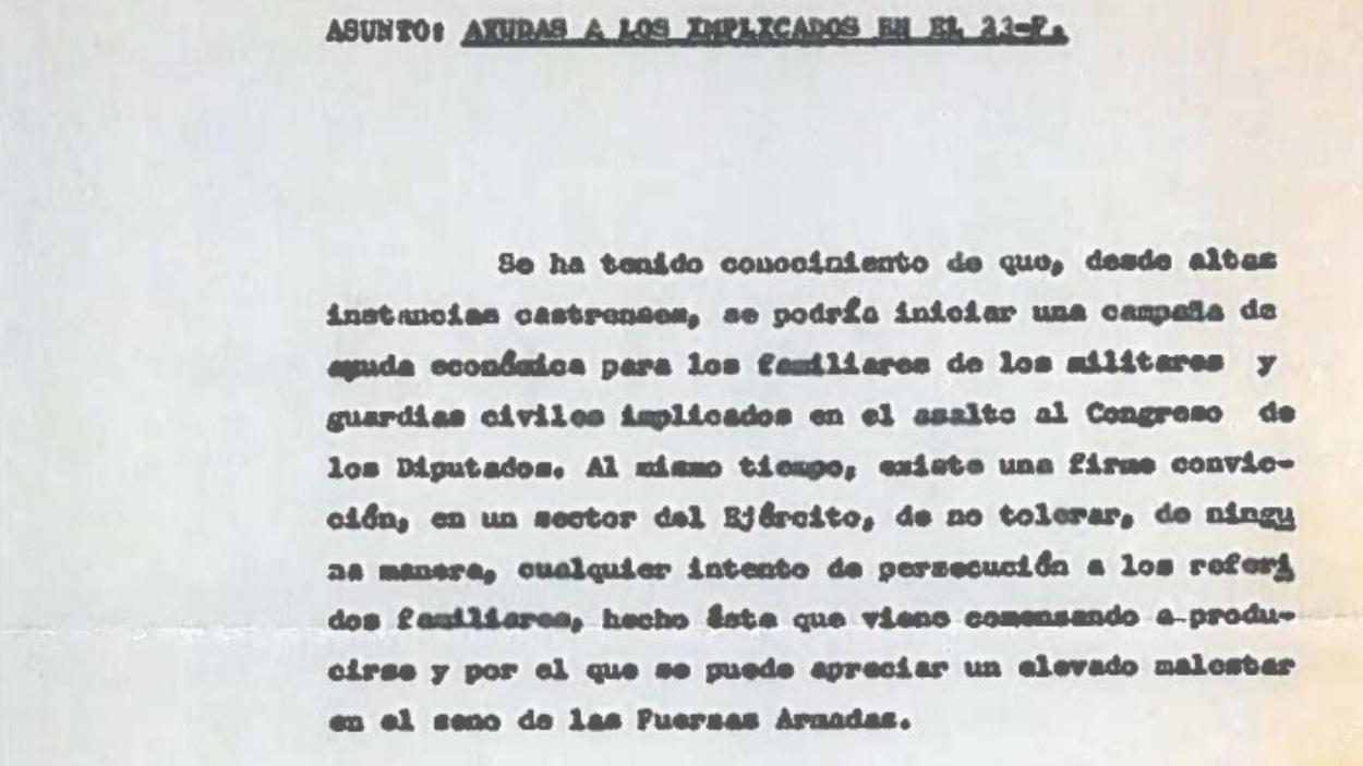 Los papeles del 23-F destapan intentos de ayuda económica a los golpistas desde altas instancias