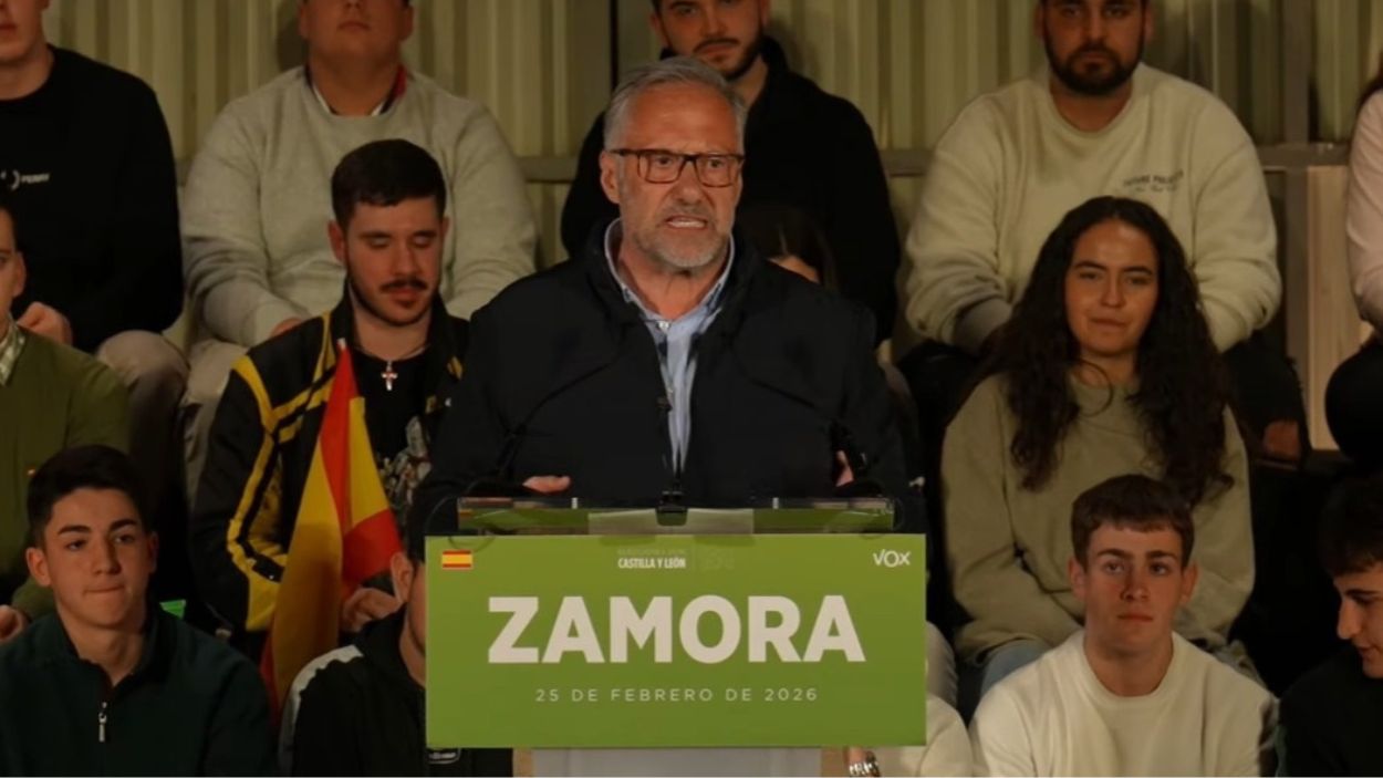 Carlos Pollán en un mitin de Vox en Zamora. EP
