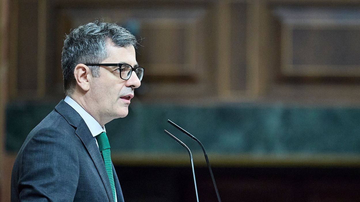 El ministro de la Presidencia, Justicia y Relaciones con las Cortes, Félix Bolaños, en el Congreso de los Diputados. EP
