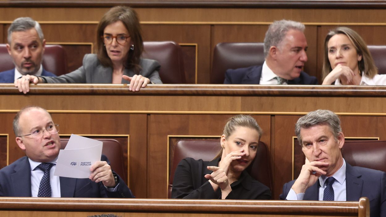 La bancada del Partido Popular durante la última sesión de control al Gobierno en el Congreso. EP
