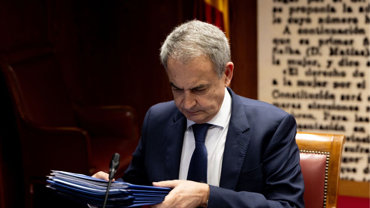 El expresidente del Gobierno José Luis Rodríguez Zapatero en la comisión de investigación del caso Koldo en el Senado. EP