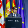 El presidente de la Generalitat de Cataluña, Salvador Illa, interviene durante la cena oficial de inauguración de la edición del Mobile World Congress de 2026. Kike Rincón / EP