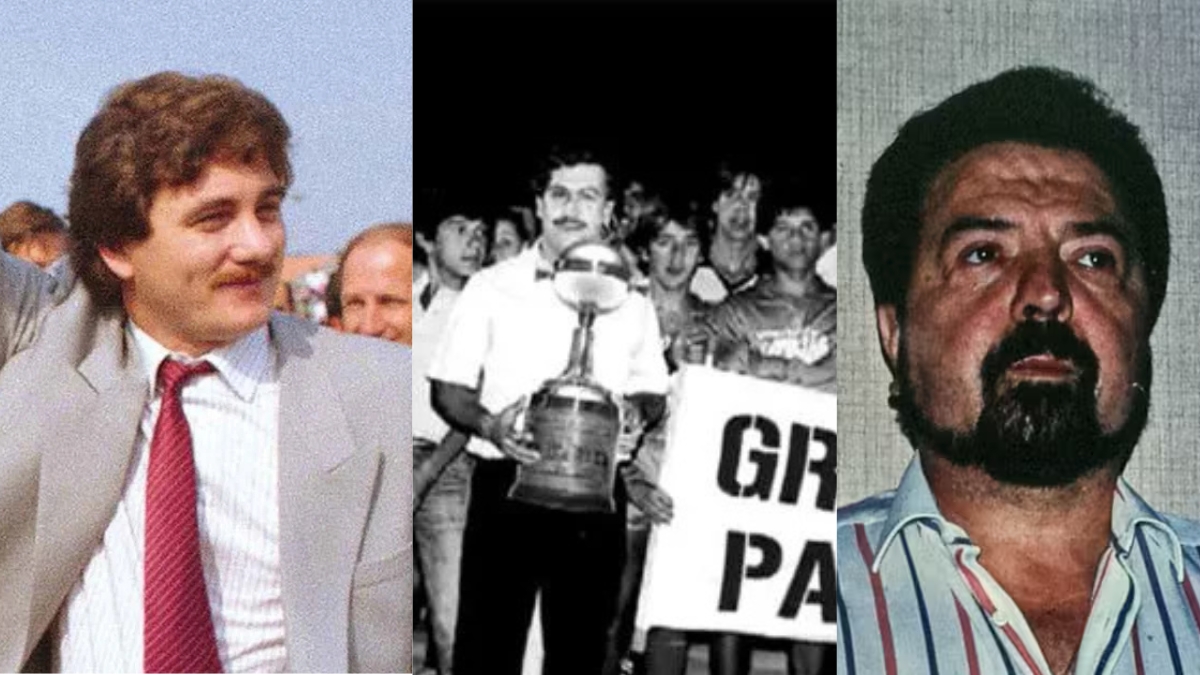 Sito Miñanco, Pablo Escobar y Gilberto Orejuela, los narcos presidentes de equipos de fútbol| Montaje Propio