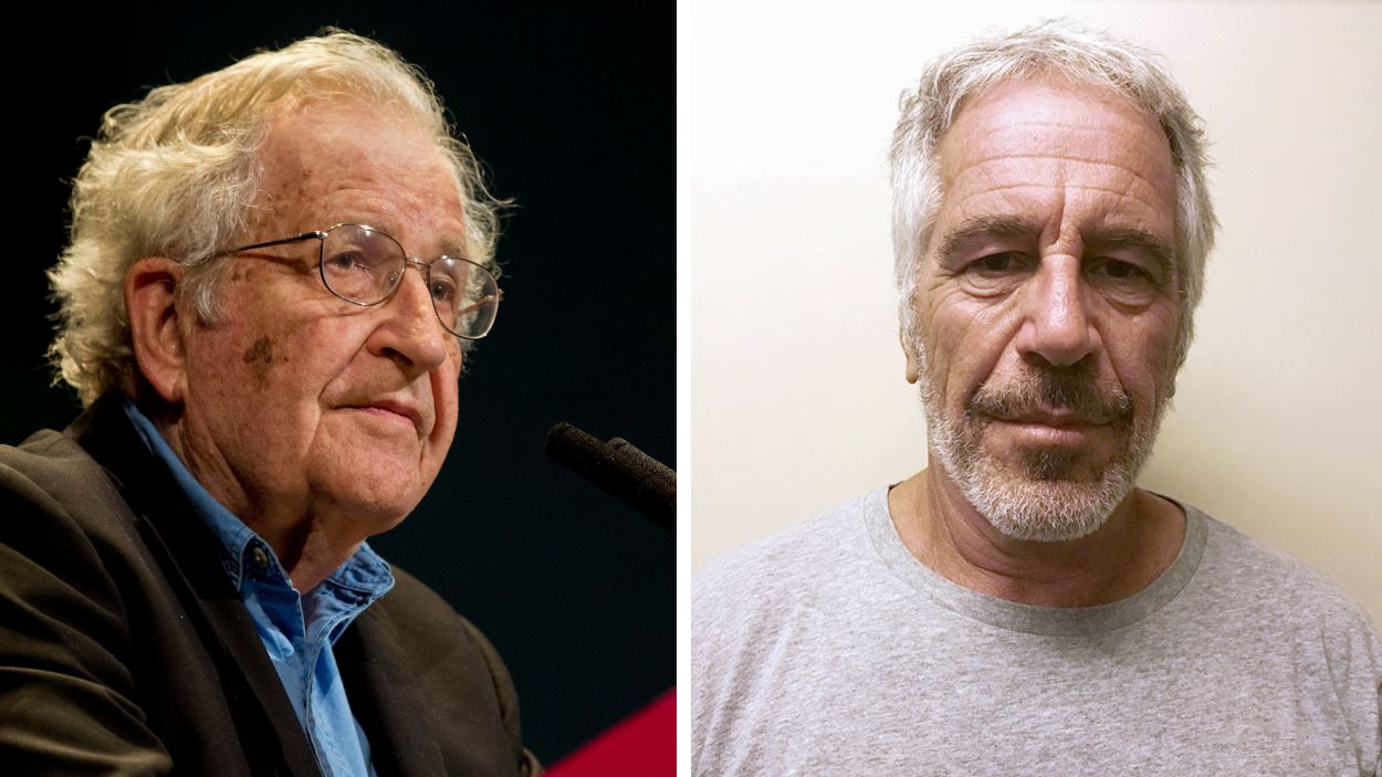 Montaje en el que aparecen Noam Chomsky y Jeffrey Epstein. Elaboración propia.