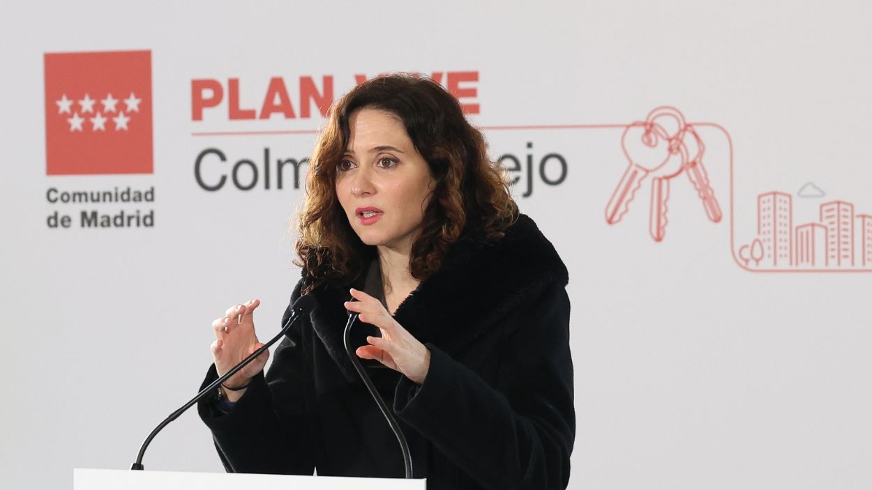La presidenta de la Comunidad de Madrid, Isabel Díaz Ayuso, en la presentación del Plan Vive de su Gobierno. EP.
