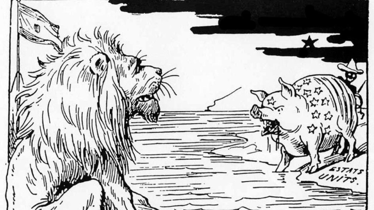 Dibujo satírico sobre la Guerra de Cuba publicado en la prensa catalana de la época