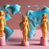 Ilustración de mujeres líderes en el ámbito laboral en el mundo. Canva.