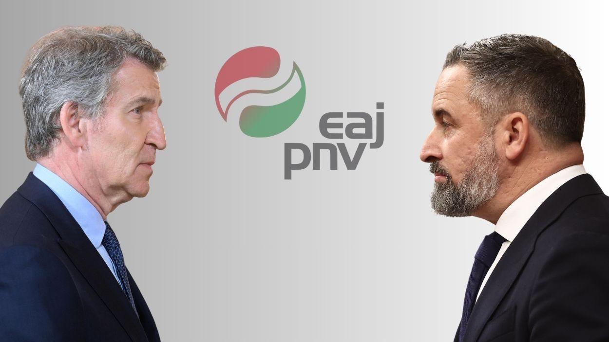 El acercamiento del PP al PNV abre una nueva grieta en su relación con Vox. Montaje de elaboración propia.