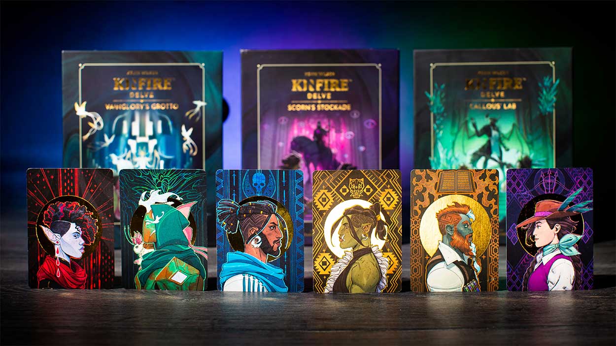 Las cajas y los personajes de Kinfire Delve