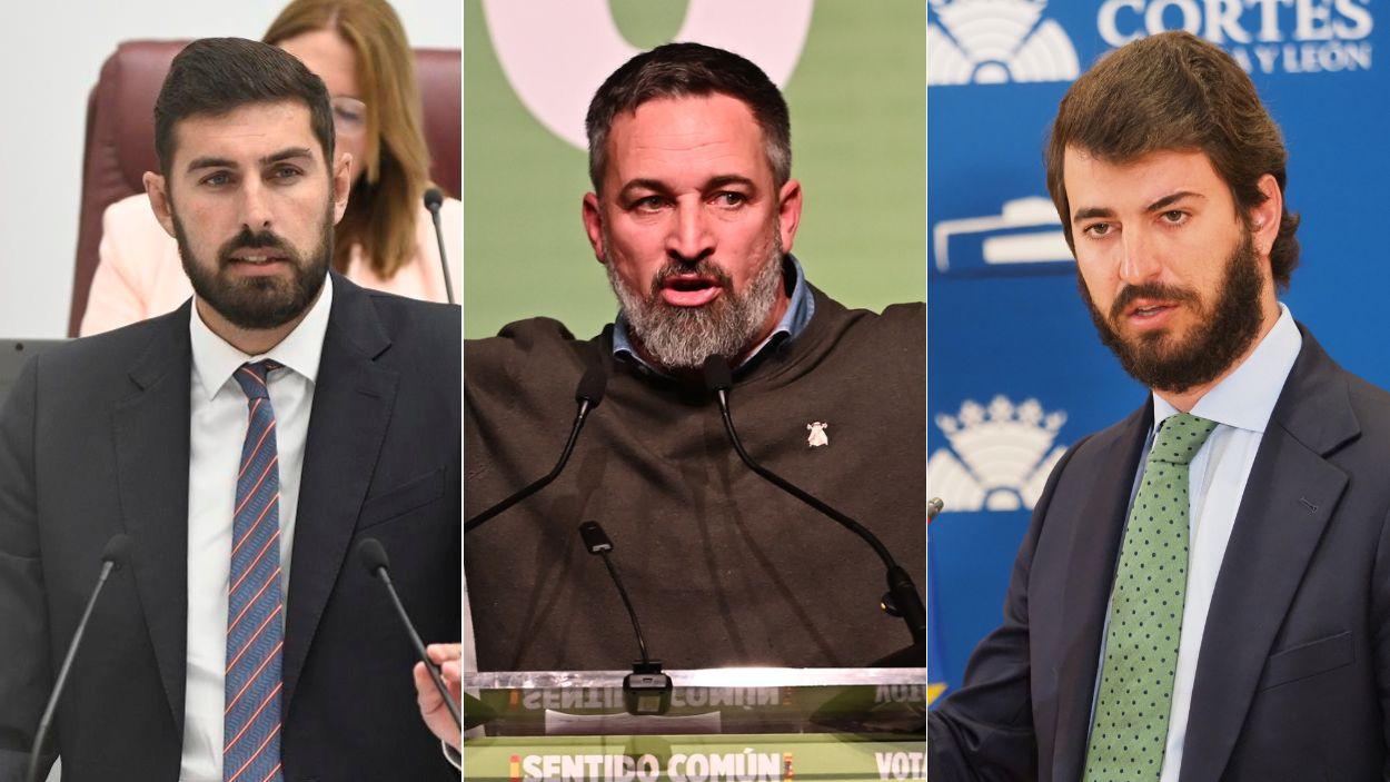 José Ángel Antelo, Santiago Abascal y Juan García-Gallardo. EP