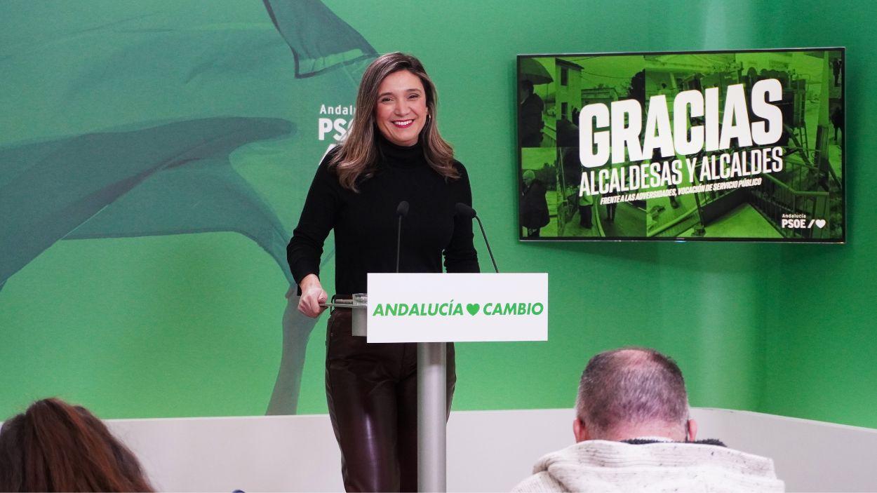 La vicesecretaria general del PSOE-A, María Márquez, en rueda de prensa / Archivo PSOE-A
