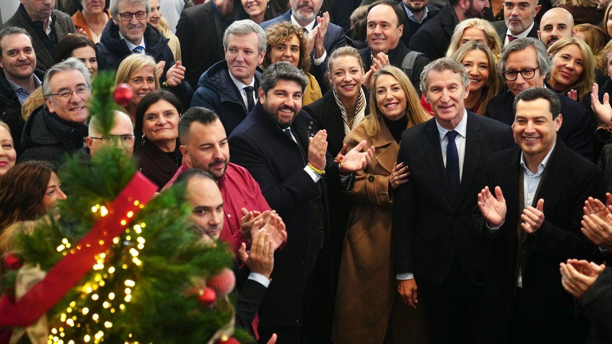 El líder del PP, Alberto Núñez Feijóo, 'barones' del partido. EP.