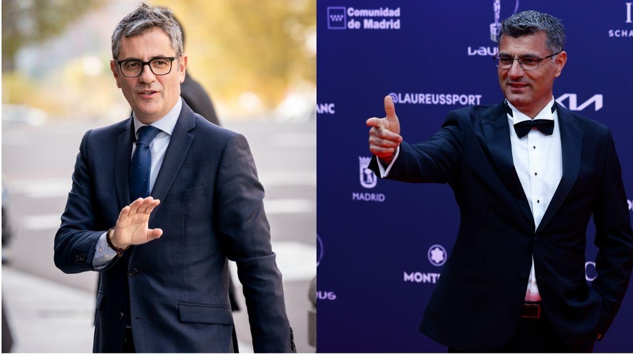 El ministro de la Presidencia, Justicia y Relaciones con las Cortes, Félix Bolaños, junto al tirador turco Yusuf Dikeç. Elaboración propia. 