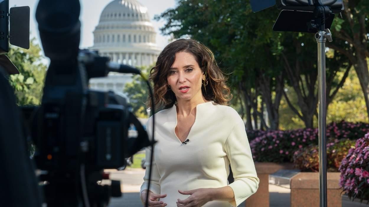 La presidenta de la Comunidad de Madrid, Isabel Díaz Ayuso, durante uno de sus viajes a EEUU. EP/Archivo.