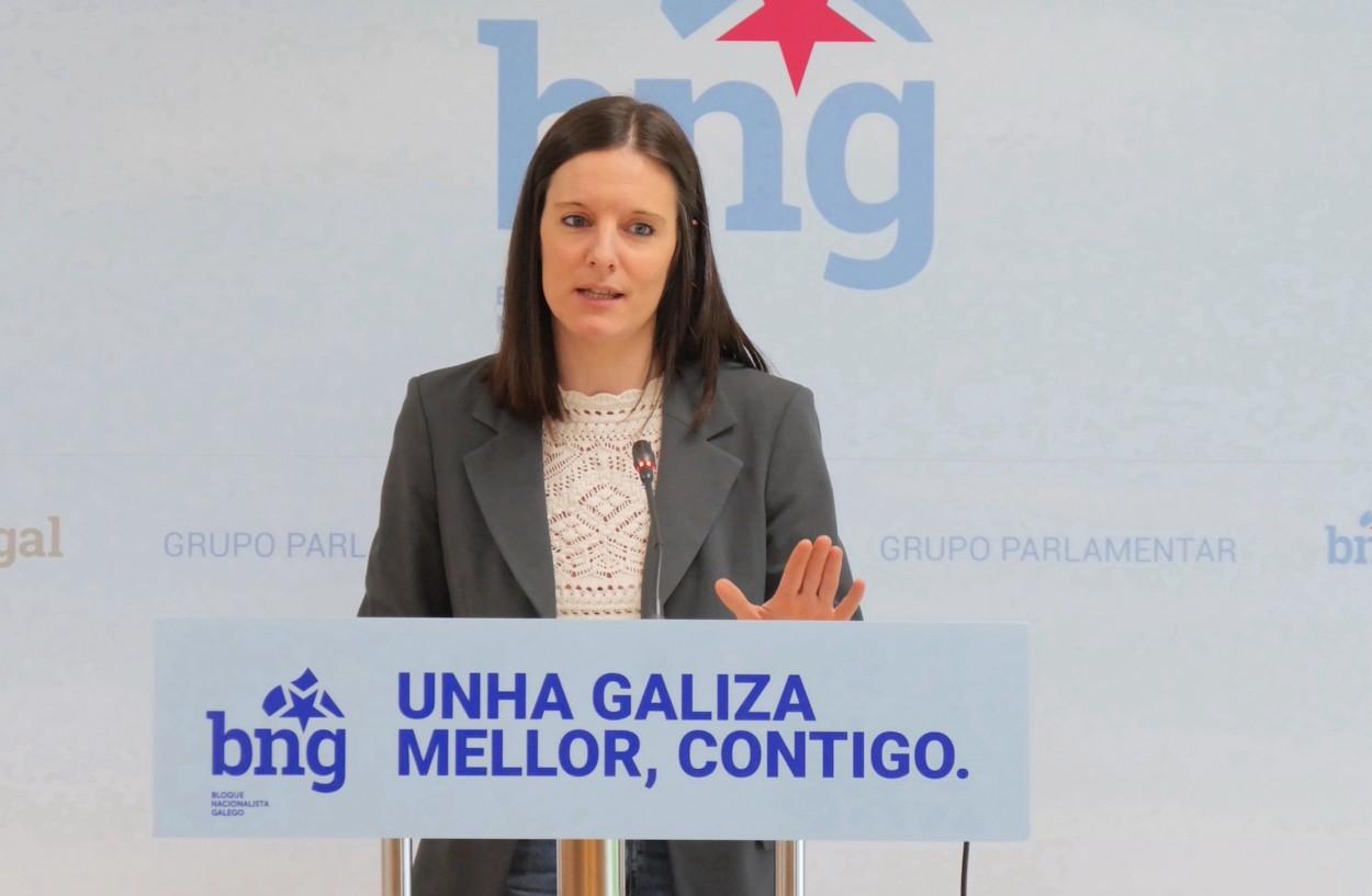 Olalla Rodil, viceportavoz del BNG, hoy durante su comparecencia ante los medios de comunicación (Foto: BNG).