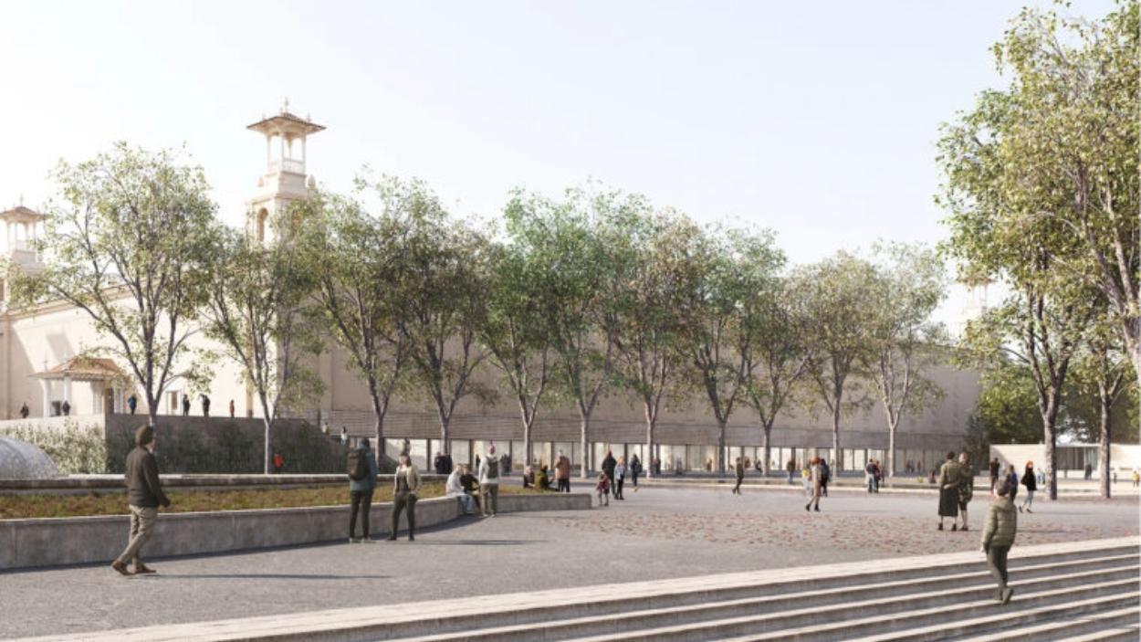 Render del futuro acceso principal al Museo Nacional de Arte de Cataluña (MNAC) por el Palacio Victoria Eugenia