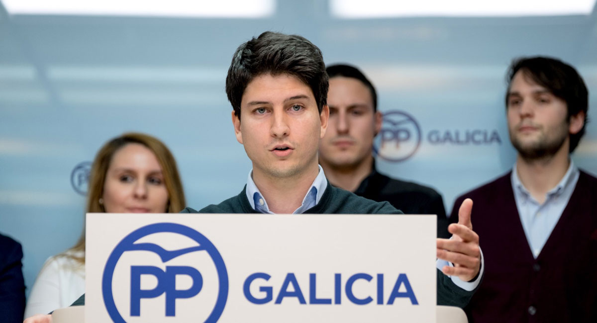 El presidente de Nuevas Generaciones, Diego Gago, durante uno de sus discursos.