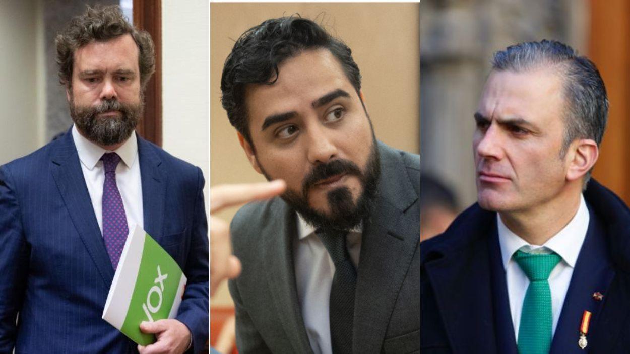 Iván Espinosa de los Monteros, Alvise Pérez y Javier Ortega Smith. Elaboración propia