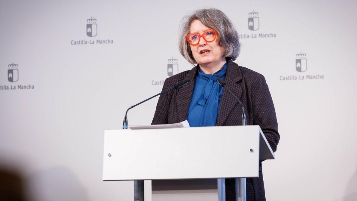 La consejera de Desarrollo Sostenible, Mercedes Gómez, este martes en rueda de prensa. JCCM.