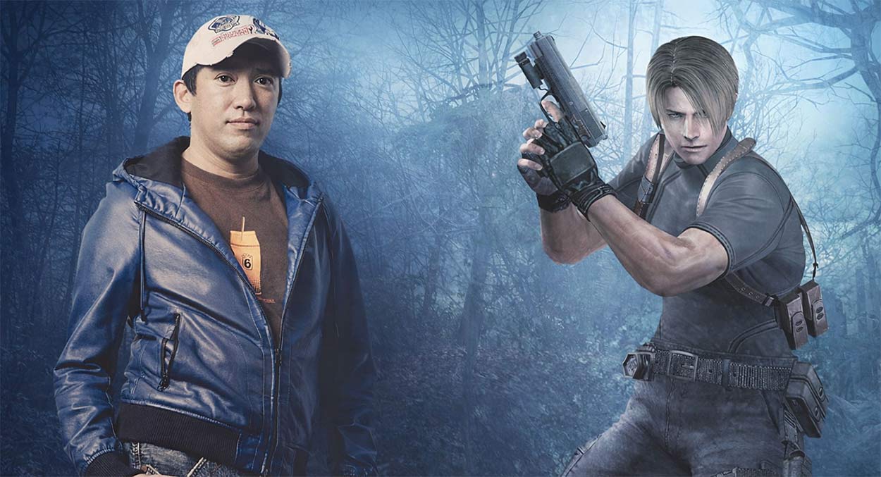 Shinji Mikami junto a un personaje de Resident Evil